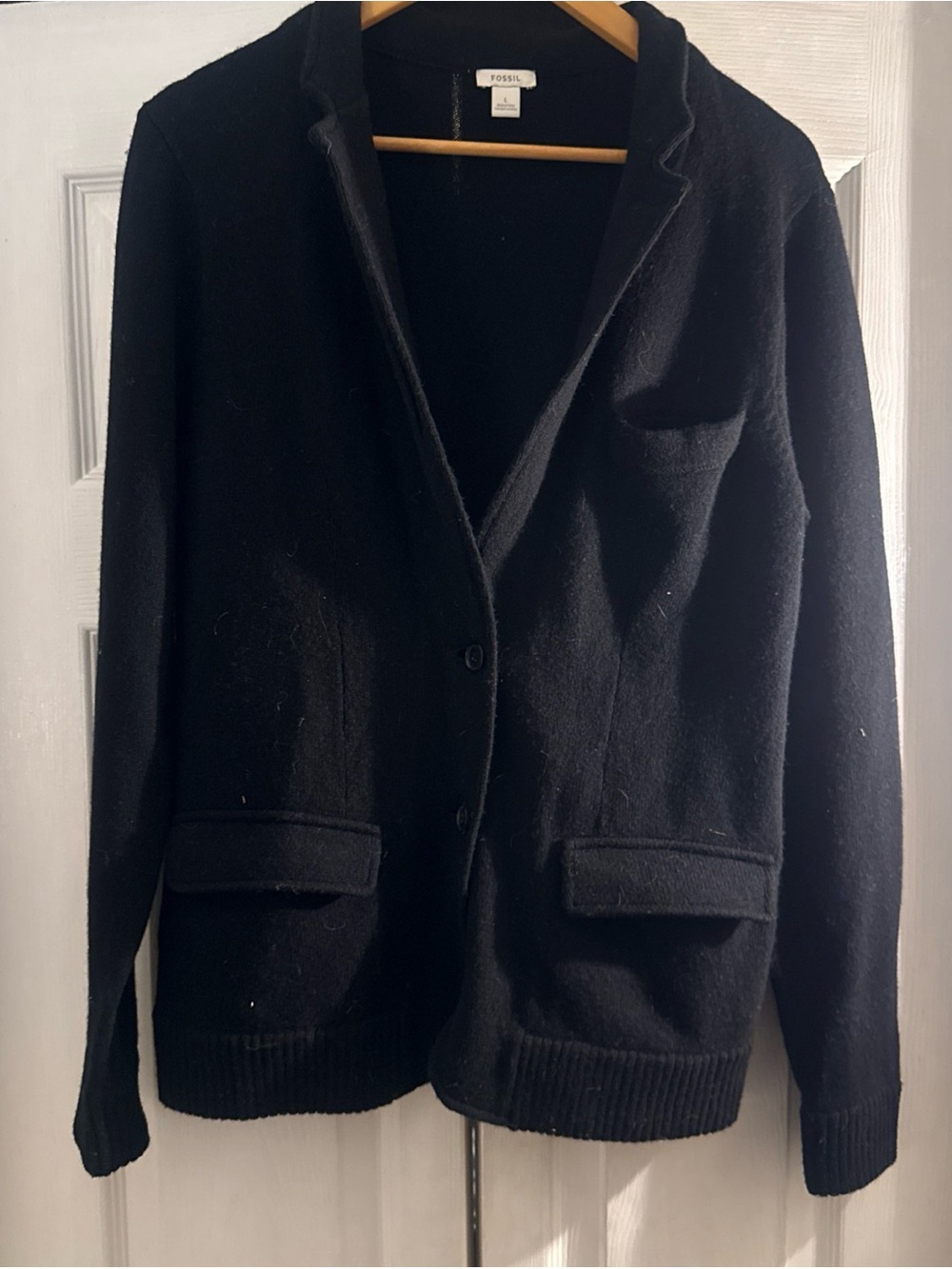 Fossil Women's Black Knit Sweater Blazer Cardigan